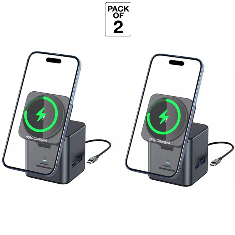 8 in 1, USB C Magnetic Docking Station Wireless Charger 100W PD 4K, (Pack of 2) 8 in 1, USB C Magnetic Docking Station Wireless Charger 100W PD 4K, (Pack of 2)